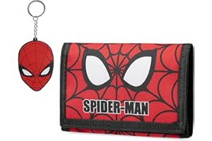 Marvel Spiderman Geldbeutel Kinder Jungen mit Schlüsselanhänger, Rot Spiderman