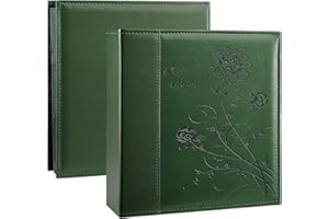 Miaikoe Photo Album 6x4 1000 Photos Slip in, Extra Large Capacity Leather Cover Wedding Family Picture Albums Holds 1000 Horizontal and Vertical 10x15cm Landscape Photos(Dark Green)