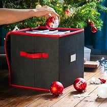 ProPik Aufbewahrungsbox Für Weihnachtsschmuck – Bis Zu 64 Kugeln, 7,6 Cm, Mit Trennwänden, 33 X 33 X 34,3 Cm, Strapazierfähiges Polyester