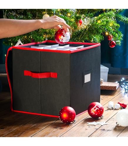Joiedomi Weihnachtsdeko Aufbewahrungsbox In Rot – Bis Zu 64 Ornamente, Wasserdicht & Mit Griffen