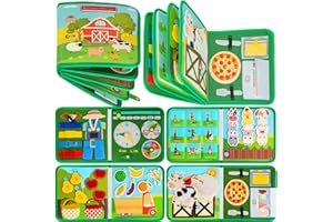 Quanquer Busy Board Française - Livre Occupé de Ferme Montessori pour 1 2 3 Ans Enfants - Planche d'Activités Jouet Éducatif Sensoriel Préscolaire -Jouets de Voyage pour Tout-Petits(Française Version)