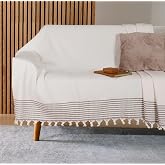Bumedo Buldan İşi Kaymaz Pamuklu Koltuk &Ouml;rt&uuml;s&uuml; 170x210 Cm Koltuk Şalı &Ccedil;ekyat Kanepe &Ouml;rt&uuml;s&uuml; (Kreme Kahve)