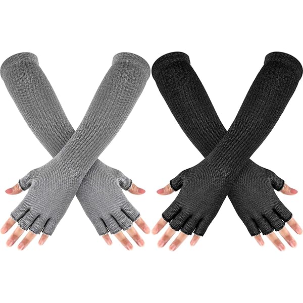 EQLEF Scaldabraccia a Maglia, Guanti Senza Dita Warm Guanti Invernali Lavorati a Maglia Guantis Lunghi Senza Dita Neri per L'Inverno (Bianco, 40 * 6.5cm