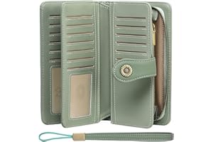 SENDEFN Portmonetki z prawdziwej skóry dla kobiet, duży portfel damski RFID, portfel dla kobiet z paskiem na nadgarstek