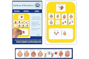 Autism Supplies and Developments Tableau d’émotions A4 pour Enfants - Aide Enfants Comprendre Émotions - 8 Pictogrammes d'Autisme –Communication Non Verbale –Maternelle/TSA/TDAH Outil