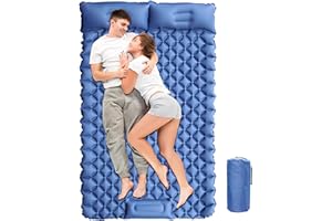 Adamantite Inflatable Beds for Double Camping,3.1" Extra-Thick Camping,Self Inflating Built-in Pump Camping Airbed And Pillow,Portable Storage Bag, Hiking, Traveling, Tent (Blue)