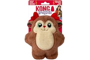KONG Holiday Snuzzles Dog Toy – Plush Seasonal Characters, Full-Body Squeaker, Soft Holiday Cuddle Toy for Indoor Play (Reindeer, Small)
