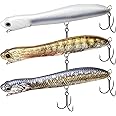 TRUSCEND Topwater Fishing Lures for Freshwater or Saltwater, Floating/Slow Sinking Walk Lures for Bass Pike Catfish Musky, Multifunctional Plopper Pencil Baits for Trout Redfish, Fishing Gifts for Men