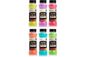 Rainbow Eco Play - Fluorescent Coloured Shakers - Sand Shakers - 6x220g - Kids Sand - Play Sand for Kids - Sand Art Kits for Kids - Childrens Play Sand - Craft Sand Shakers - Clean, Fun & Safe