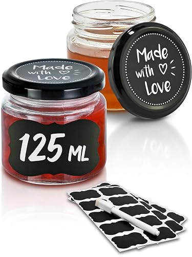 Praknu 25× Marmeladengläser 125 ml, mit Deckel