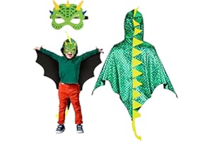 Landifor 2pz Costume da Mantello da Dinosauro Mantello Dinosauro Bambino Dinosauri per Bambini Mantello con Maschera Cosplay Drago-per Bambini Festa Idea Regalo Carnevale Travestimento