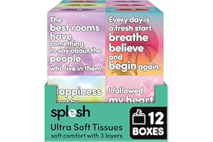 CUSHEEN Splesh Ultra Soft 3-Ply Facial Tissues, 12 Square Box of Tissues, 672 Soft & Hygienic Paper Tissue Box Multipack, Strong & Gentle, Face & Nose Cube Tissues Bulk Pack for Home, Office & Daily Use