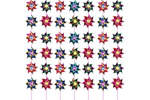 HESTYA Moulin à Vent en Plastique Arc en Ciel, Moulin à Vent Partie Bricolage Moulin à Vent de Pelouse Set pour Enfants Jouet Jardin Partie Pelouse Décor (50, Multicolore A)