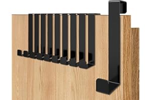 Menz Türhaken zum Einhängen - 10 Stück robuste Kleiderhaken Tür in Schwarz, einzeln verwendbare Haken zum Einhängen, formstabile Türhakenleiste, Türgarderobe mit hoher Tragkraft