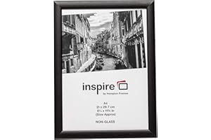 Hampton Frames BLACKWOOD A4 (21x30cm) Black Pine Picture Poster Photo Frame Acrylic (Non Glass) PAWFA4BBLKX - 1PK