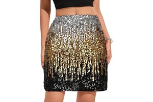zffriction Sequin Skirt for Women Glitter Skirt Elastic Waist A Line Hip Sparkly Mini Skirts with Lining for Rave Party Concert Club Night Out