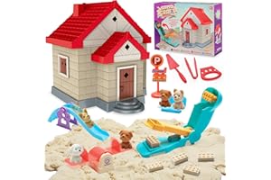 VBACALA Kit de Construcción con Arena para Niños-Juguetes de Obra con 750g de Arena,Herramientas de Construcción, Casita y Animalitos,Regalo Sensorial Educativo para Niños de 3-6 Años