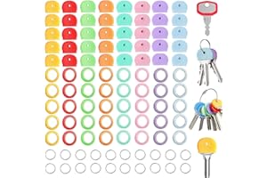 YITULOU Set di 100 coperture per chiavi, include 40 tappi in plastica, 40 etichette rotonde flessibili in PVC e 20 anelli per chiavi, 8 colori assortiti, 2 stili per identificare le chiavi