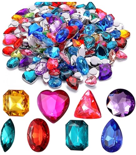 Baker Ross AX695 Self Adhesive Jewelry - Pack of 200, Assorted Gem