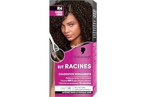 Kit Racines - Schwarzkopf - Coloration Racines Cheveux Permanente - Enrichie d’une huile nourrissante - Couverture Cheveux Blancs - Retouche entre 2 Colorations - Châtain Foncé R4