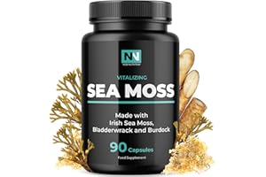 NOBI NUTRITION Irish Sea Moss Capsules | with Irish Moss | 1300mg Complex | 300mg Burdock Root & 500mg Bladderwrack Powder | Provides Iodine for Thyroid & Immune Support | 90 Veggie Pills | 45-Day Supply|