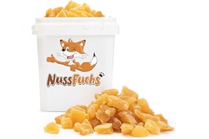 NUSSFUCHS Ingwerstücke leicht kandiert scharf 3kg - Ingwer Stücke leicht gezuckert aromatisch scharf vegan naturbelassen ungeschwefelt getrocknet - 100% Natur Ingwerwürfel - (3kg)