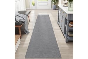DEXI Alfombra Pasillo 43.5 x 200 cm, Alfombras Cocina Antideslizante Lavable, Absorbente Tapete Corredor para Puerta Interior, Lavadero, Comedor, Gris