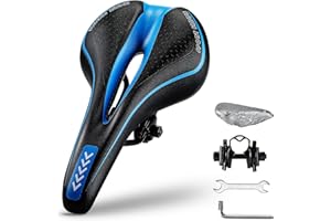 Asvert Sella per Bici Mountain in Gel Sedile Bicicletta Ergonomica con Nastro Riflettente Comoda Imbottitura in Memory Foam con Molle Adatta a Tutti i Tipi di Biciclette