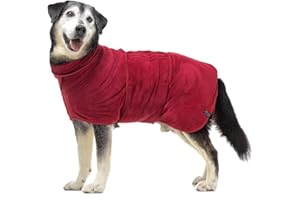 Lucky Paws® UK Dog Drying Coat - Double-Layer Dog Robe for Faster Drying in Minutes, Super Absorbent Towel & Ultra Soft Dressing Gown in One Luxurious Robe (Burgundy, M)