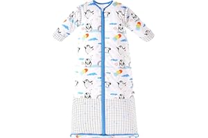 Chilsuessy Gigoteuse Fille Garcon Hiver Réglable, Tog 3.5, Pingouins Bleu, L(120cm)/taille bébé 100-120 cm