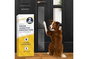 PROTECTO 2-Pack Heavy Duty Door Protector from Dog Scratching, 38 x 10 cm Clear Door Scratch Protector, Easy to Install on Window, Wall, Screen & Sliding Doors, Cat Scratch Guard for Indoors Outdoors
