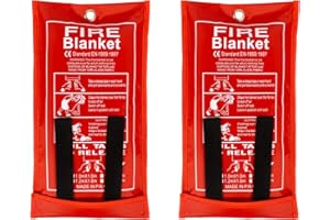 FLASLD Lot de 2 couvertures Anti-feu pour la Maison et la Cuisine,100x100cm couvertures Anti-feu en Fibre de Verre d'urgence pour Les Gens, Protection Ignifuge et Isolation Thermique