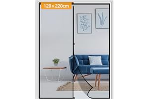 Yotache Fly Screen Door 120 x 220 cm, Reinforced Polyester Anti-Tearing Screen Door with Special Windproof Hasp Design, Black