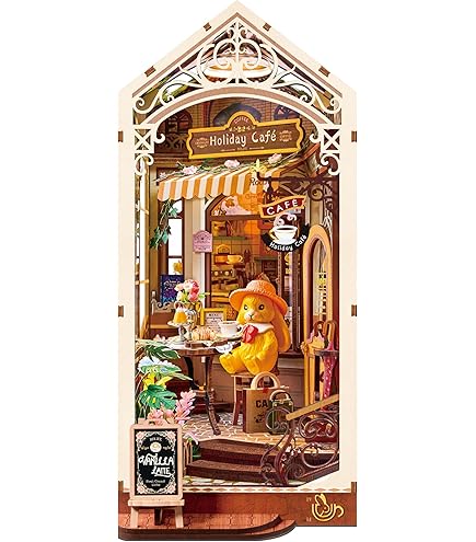 Creatief Cadeau Voor Volwassenen ROBOTIME Book Nook Kit - DIY Miniatuur Vakantiecafé Voor In Je Boekenkast, Robotime Miniatuur Café