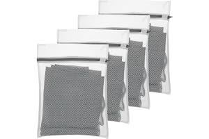 Fyra små tygsäckar i nät för delikat tvätt - 30 x 20 cm - Hållbara - För underkläder, strumpor, bebiskläder - 30 x 20 cm