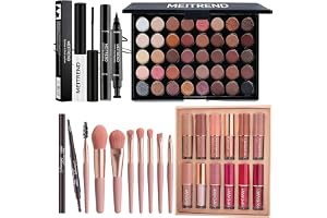Allt i ett sminkset, sminkset, makeup set för kvinnor flickor, smink presentset med eyeliner, ögonskuggspalett, mascara, luft