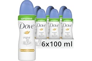 Dove Original Déodorant Femme Spray Compressé Anti-Transpirant, Efficace 48h Anti-Irritations (Lot de 6x100ml)