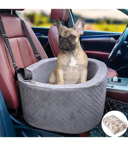 PetLux Dog Car Seat For Small Dogs, Warm Soft Pet Car Seat Washable Dog Car Bed With Storage Pocket And Clip-On Safety Leash Portable Car Travel Carrier Booster Seats