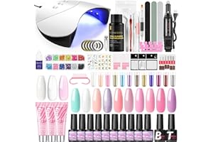 COSCELIA 36W Lampe à UV LED Kit Ongle Gel avec Ponceuse Pour Ongles 10 Couleurs Vernis à Ongles semi-permanent + 3 Couleurs Gel d'Extensions d'Ongles Kit Base Top Coat Brosse à ongles Nail Art Outil