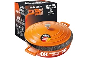 STONELINE Cocotte Induction avec Couvercle 28 cm, 4,2 L, Casserole Antiadhésive Revêtement avec de vraies Particules de Pierre, Braisière Marmite pour Tous Feux et Four, Couleur : Volcanique