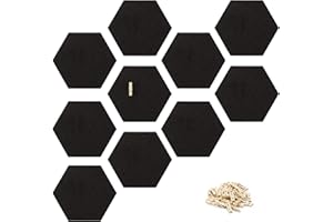 Navaris Tablica korkowa, sześciokątna, 15 x 17 cm, do biura pokoju dziecięcego, płyta korkowa w zestawie z 50 pinami z drewna, samoprzylepna, czarna
