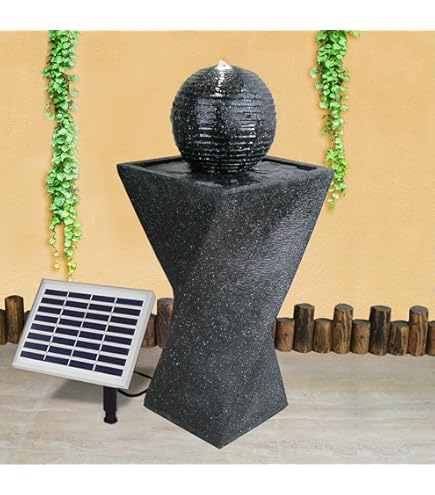 Zonne Tuinfontein, Zonne Fontein, decoratieve Fontein, Waterval, Tuinverlichting, Vijverpomp voor Terras, Balkon (Zonnefontein 3 traps steencascade met Li ion batterij/LED licht