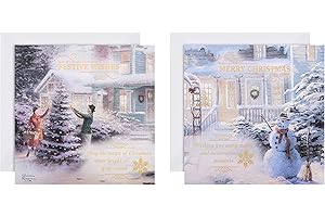 Hallmark Multipack Christmas Cards, Charity Cards, Pack of 16 in 2 Thomas Kinkade Traditional Designs