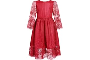 BONNY BILLY Robe Fille Cérémonie Soirée Mariage Noël Dentelle Tulle Longue Robe Enfant Fille