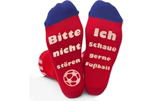 ANOTION Lustige Socken, Bitte Nicht Stören Ich Schaue Gerne Fußball Lustige Söckchen Neuheit Baumwollsocken Fußballliebhaber Socken Rutschfeste Haussocken Wintersocken Geschenk Für Damen Herren Spieler
