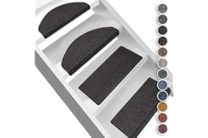 Floordirekt London - Tappetini per gradini, di Forma semicircolare o Rettangolare, Resistenti e Facili da Pulire, per Interni (Colore: Antracite, di Forma semicircolare, 23,5 x 65 cm)