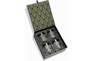 ROCKS WHISKEY CHILLING STONES Rocks Vasos de Whisky de Cristal – Juego de 4 Vasos de Cristal Admiral (280 ml) para Whisky, Scotch y Bourbon – Vaso Whisky para Cócteles – Elegante Caja de Regalo Laminada en Oro