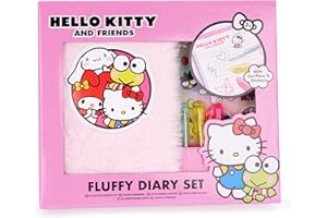 Toyland® Set diario rosa Hello Kitty And Friends - Diario soffice, 3 mini penne gel e adesivi - Set regalo di cancelleria per bambine - Diari, quaderni e quaderni - Dai 3 anni in su