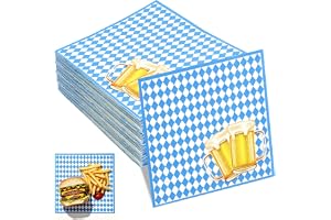100 stycken Oktoberfest servetter, 33 x 33 cm, bayerska pappersservetter, blå, vit, rutig, servett, oktoberfest, bordsdekorat