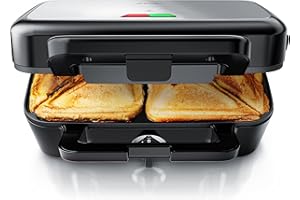 ‎ARENDO Arendo - Sandwichmaker 1200 W mit Antihaftbeschichtung - mit abnehmbaren Platten - spülmaschinentauglich - BPA frei - Temperaturkontrolle – Sandwich Maker - Sandwichtoaster für große Toasts